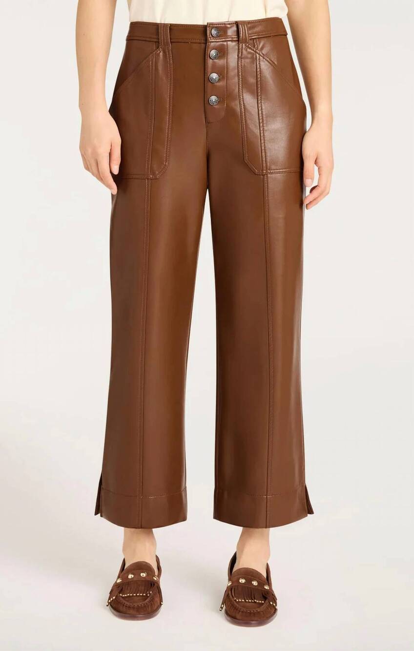 NEW CINQ A SEPT vegan leather benji pant in brown